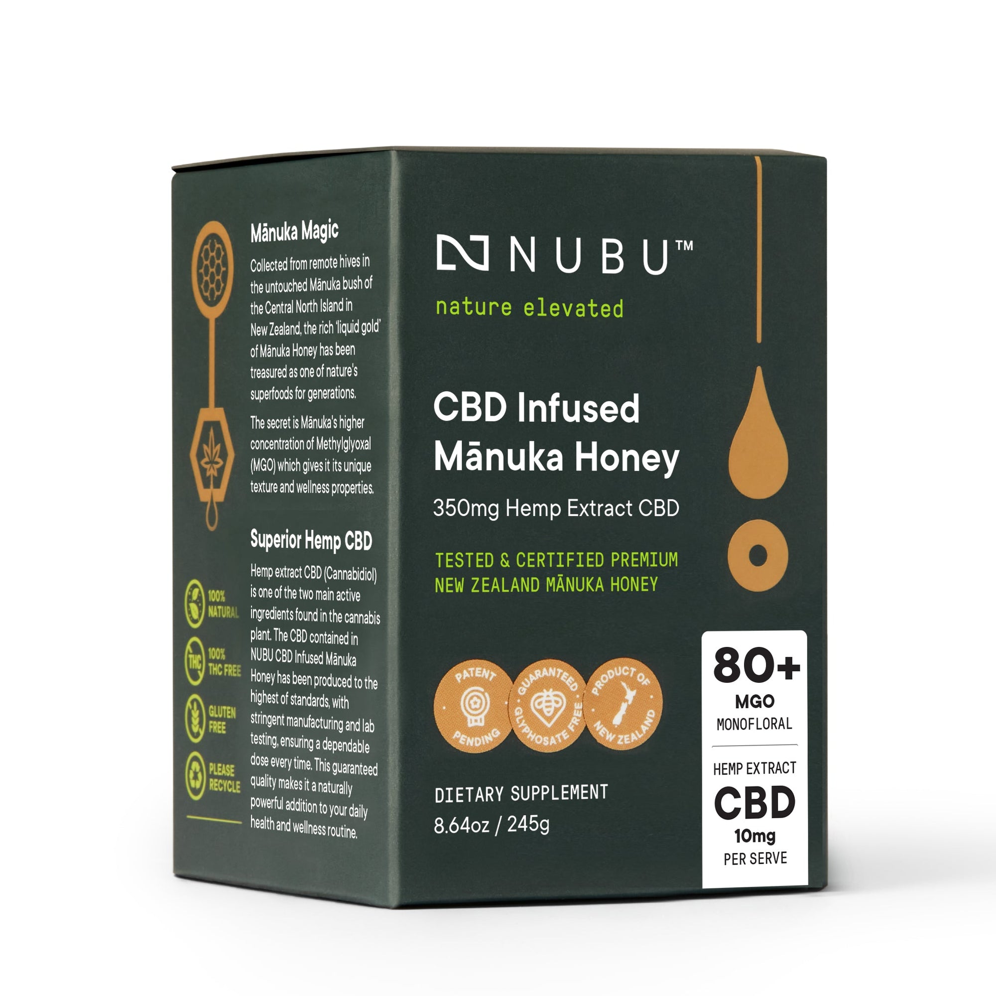 NUBU CBD Infused Manuka Honey 80+ MGO 8.64oz - byNUBU